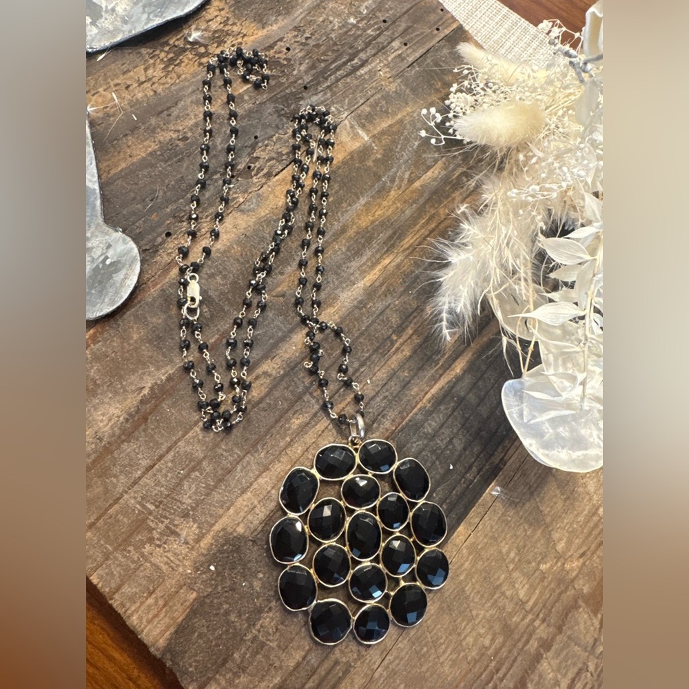 Elegant Black Onyx Drop Pendant Necklace